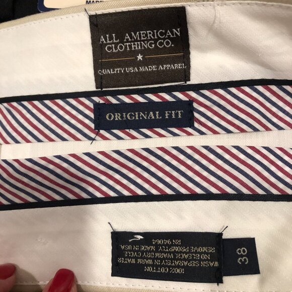 Two Pair of Men's Chino's, All American Clothing Co., Size 38x30, Made in USA - Picture 5 of 5